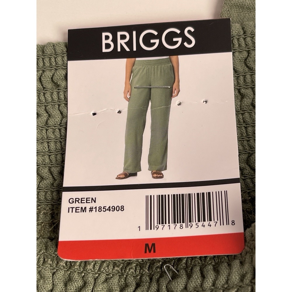 Briggs Ladies Green Linen Blend Smocked Pull-On Pants Medium 1854908